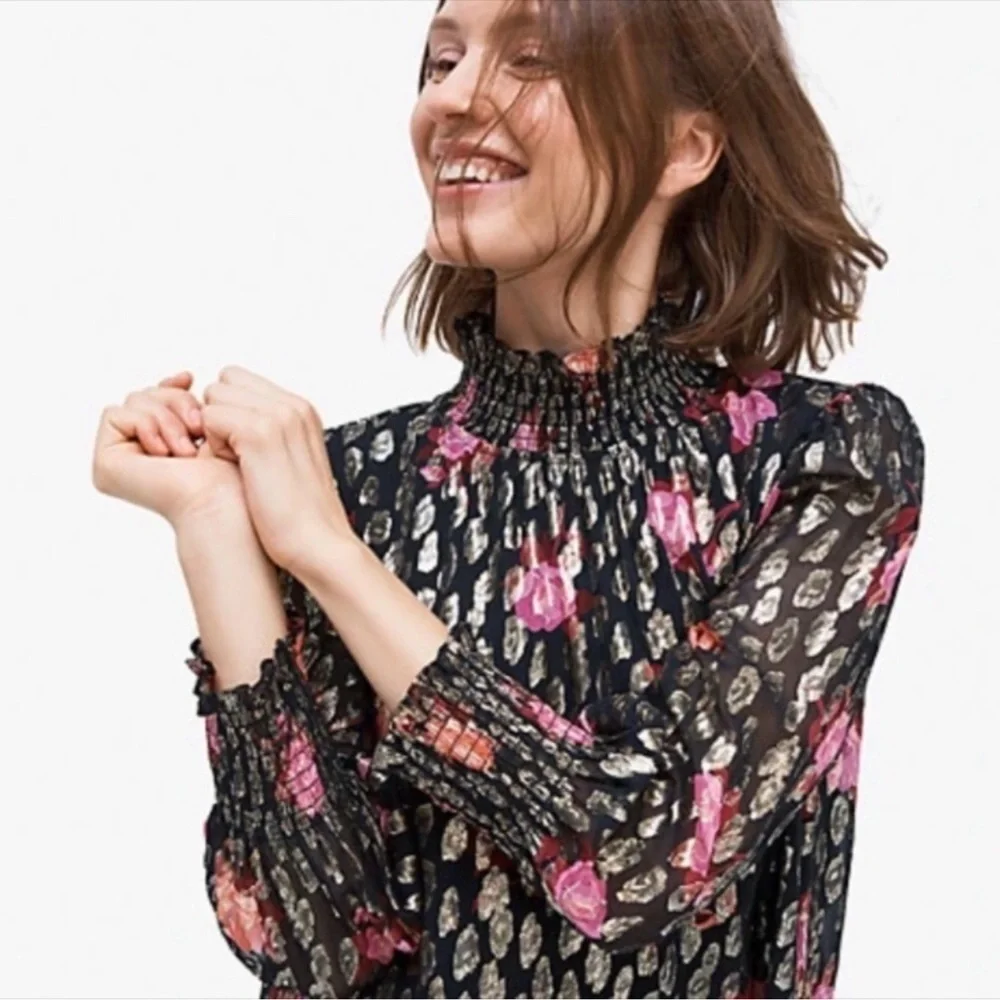 NWOT Kate spade Rose Garden Smocked Shift Dress